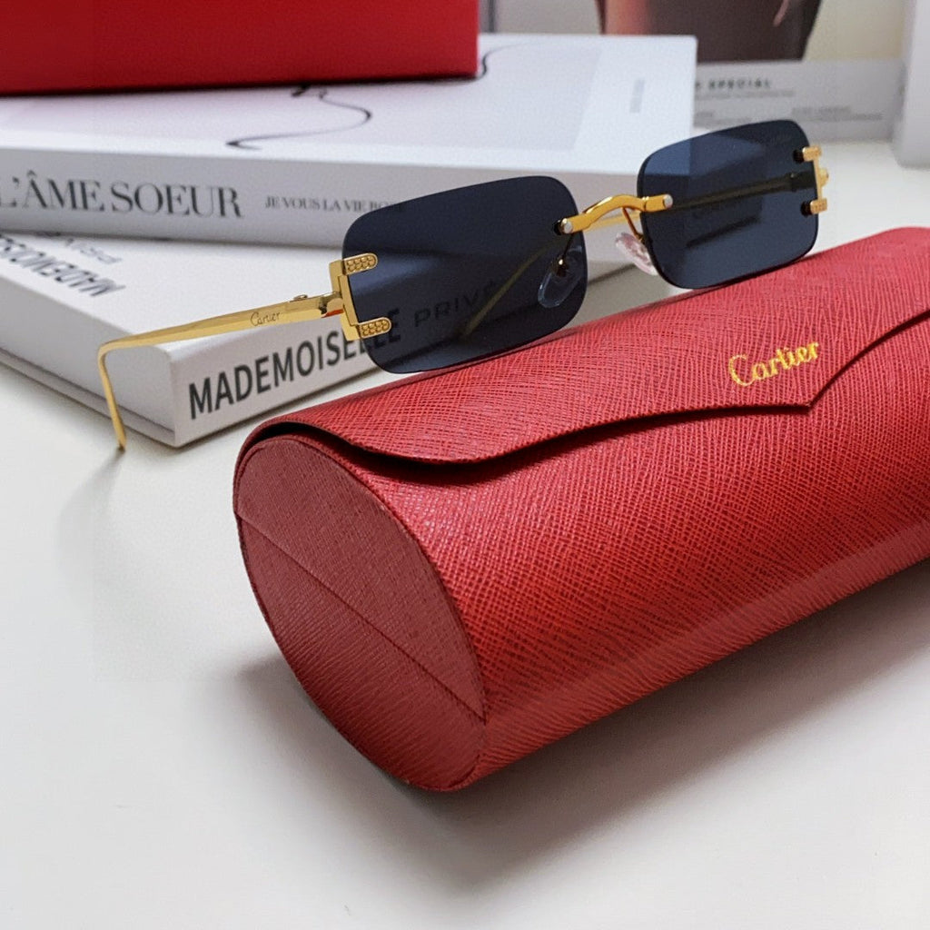 CARTIER SIGNATURE C DE RECTANGULAR FRAME SUNGLASSES 575776 IN METAL