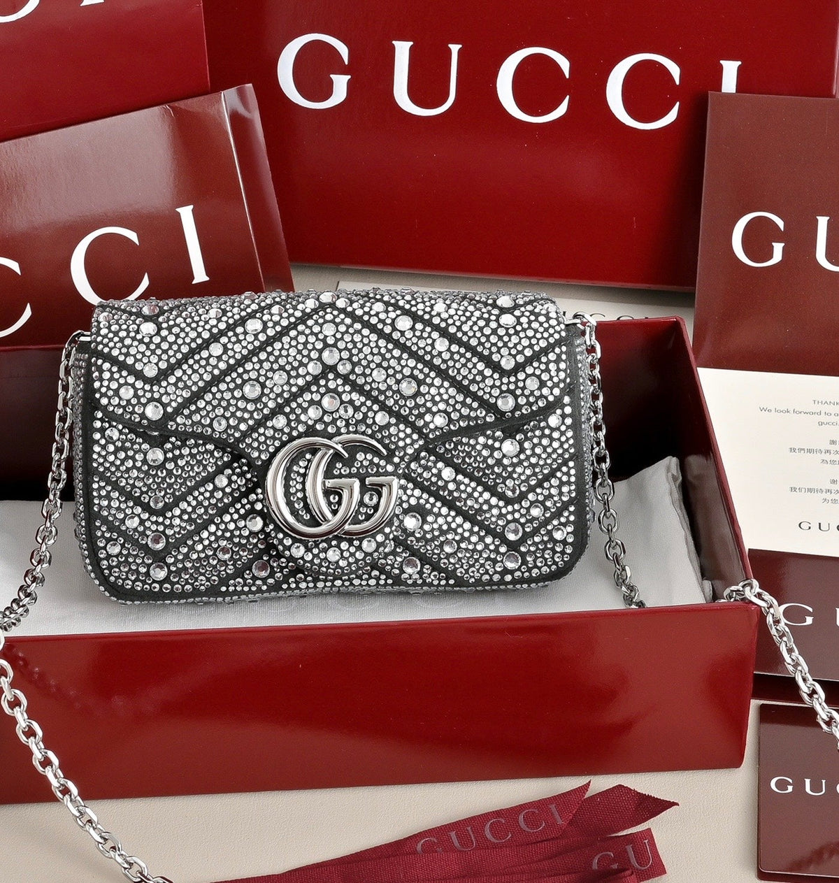 GUCCI GG Marmont Crystal Shoulder Bag-841290