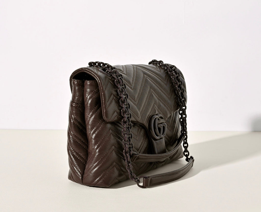 Gucci GG Marmont Pleated Calfskin Shoulder Bag-850676