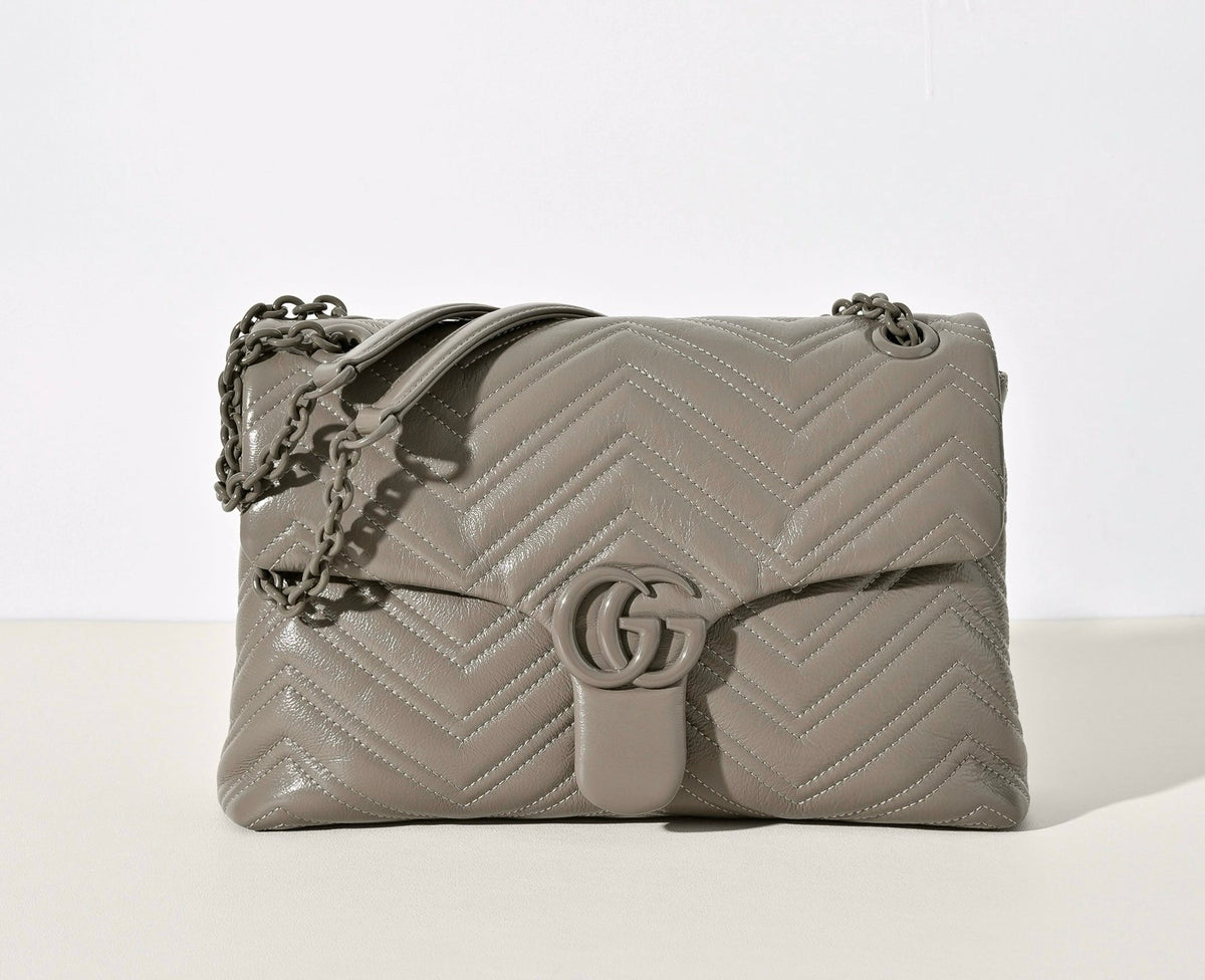 Gucci GG Marmont Pleated Calfskin Shoulder Bag-850676